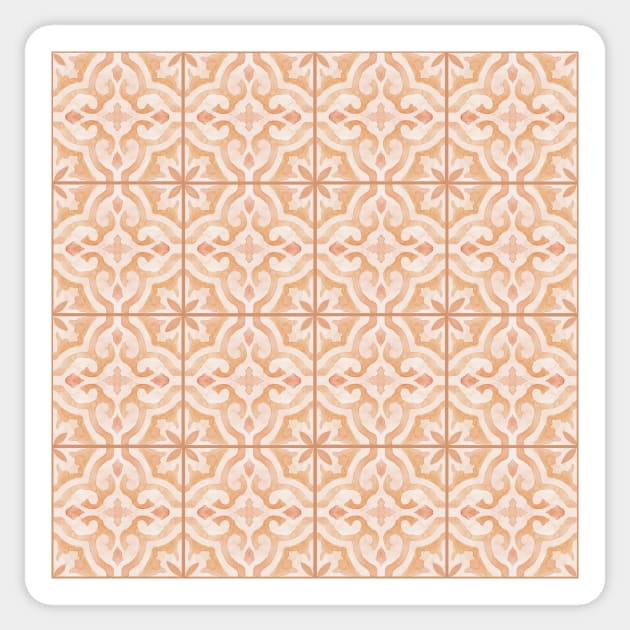 Moroccan tiles orange Sticker by cait-shaw